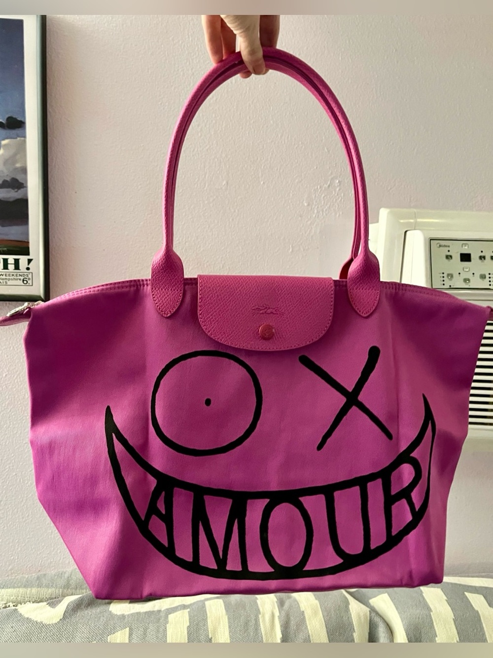 Longchamp Pink 'Amour' Printed Tote Bag - Picture 2 of 15